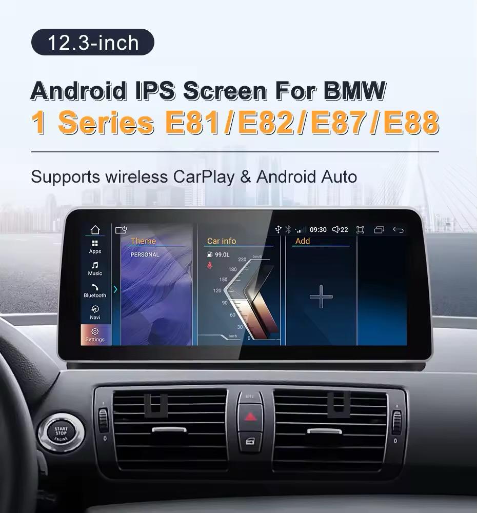 12.3" android screen BMW 1 Series E81 E82 E87 E88