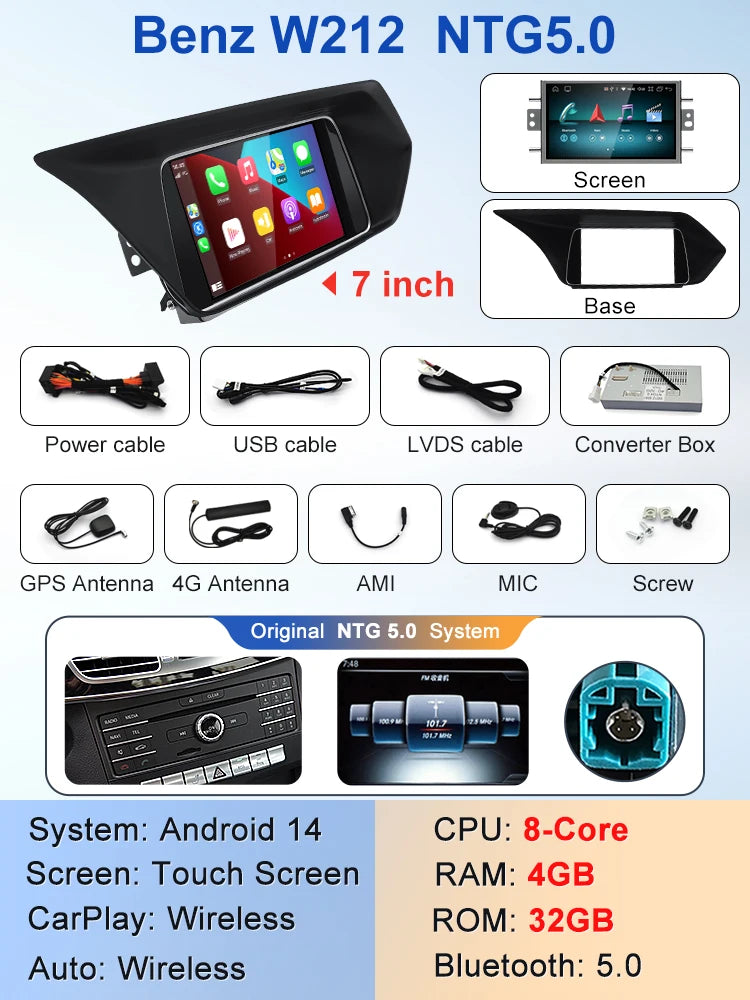 7" Android screen Mercedes Benz E-Class W212