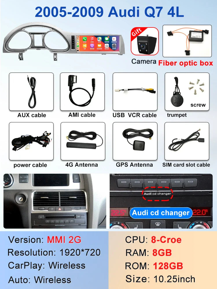 10.25" Android screen AUDI Q7 2005-2015 (Grey Frame)