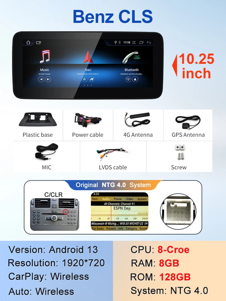 10.25" android screen Mercedes Benz CLS W218 X218