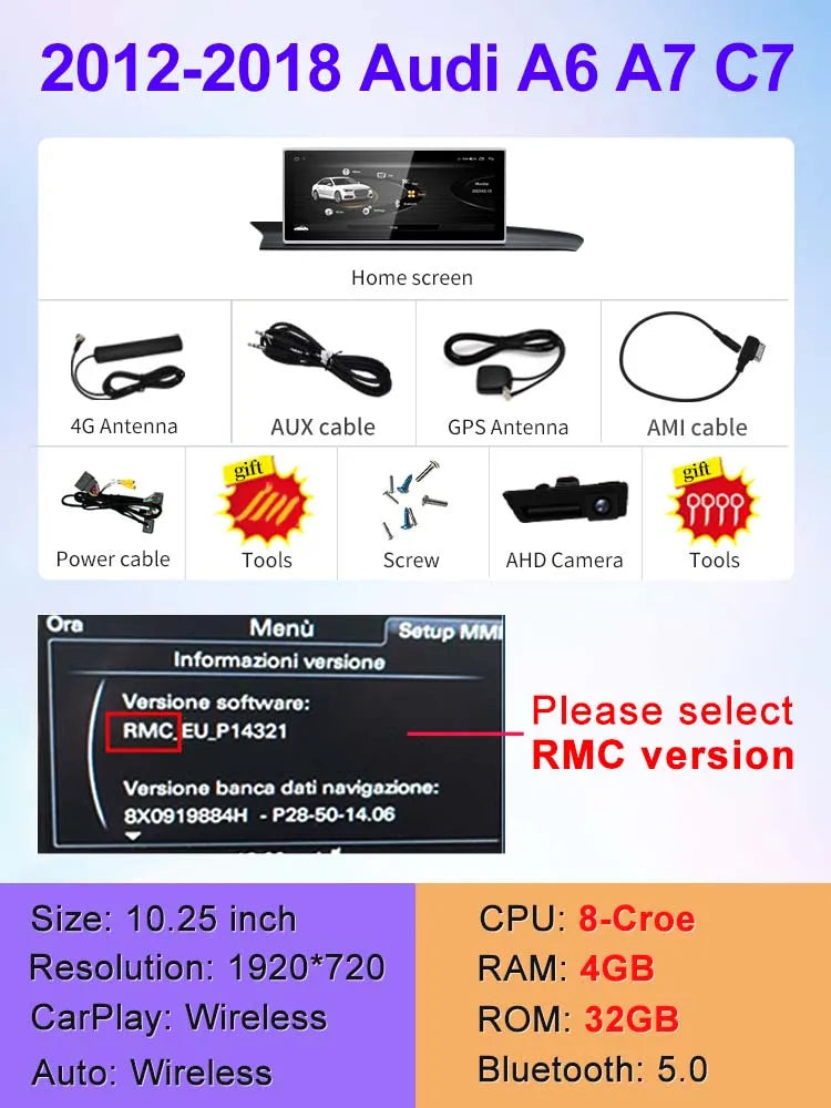 10.25" android screen AUDI A6 A7 C7 2012-2018