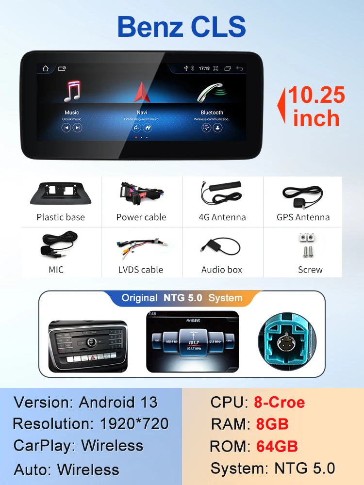 10.25" android screen Mercedes Benz CLS W218 X218