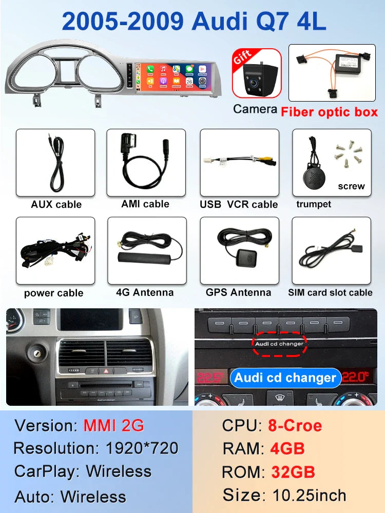 10.25" Android screen AUDI Q7 2005-2015 (Grey Frame)