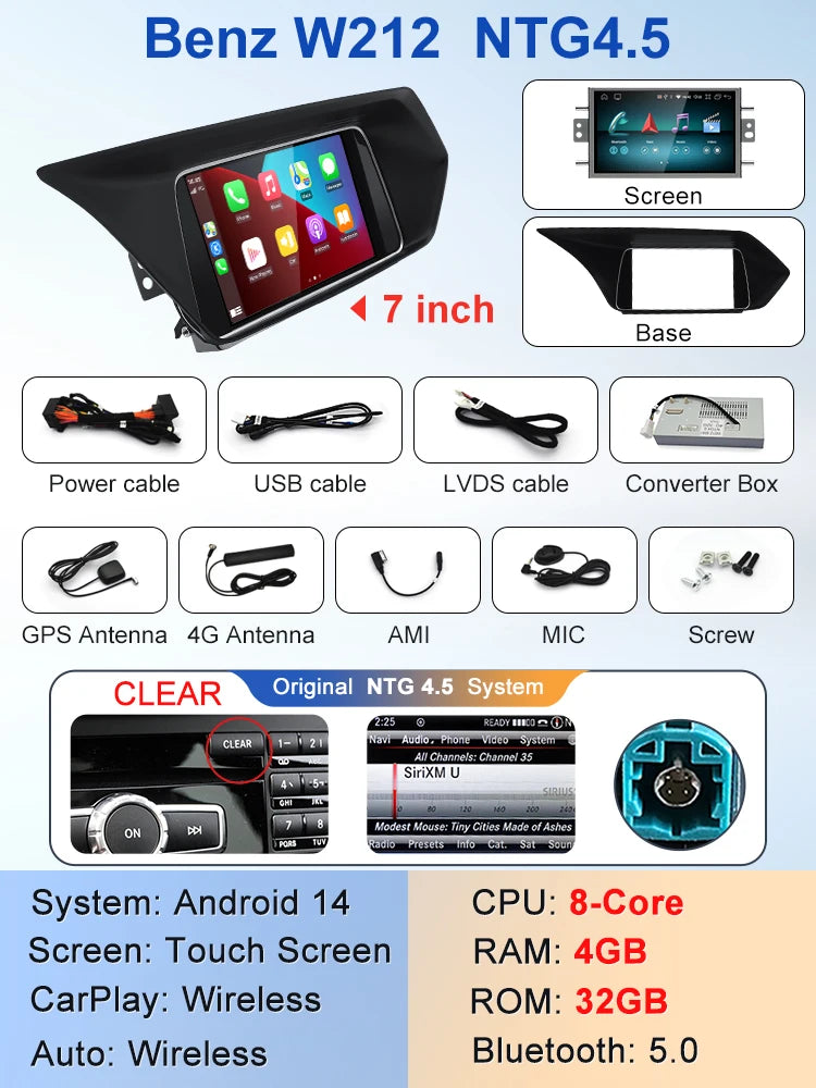 7" Android screen Mercedes Benz E-Class W212