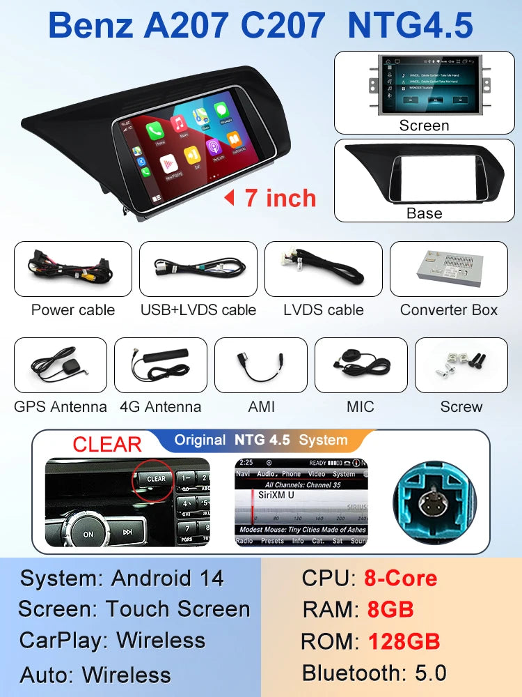 7" Android screen Mercedes Benz E-Class W207 A207