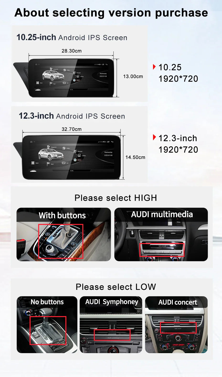 10.25" android screen AUDI A4 A5 B8 2009-2016