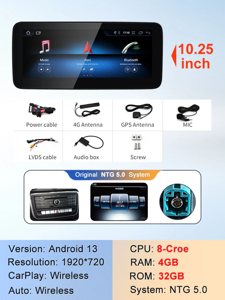 Android screen 10.25" 12.3" Mercedes Benz CLA/GLA/CLASS A W117 W176