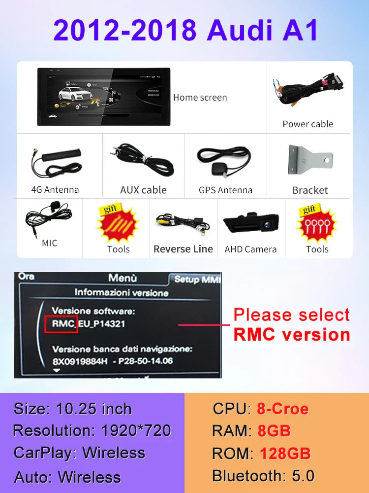 10.25" android screen AUDI A1 2013-2018