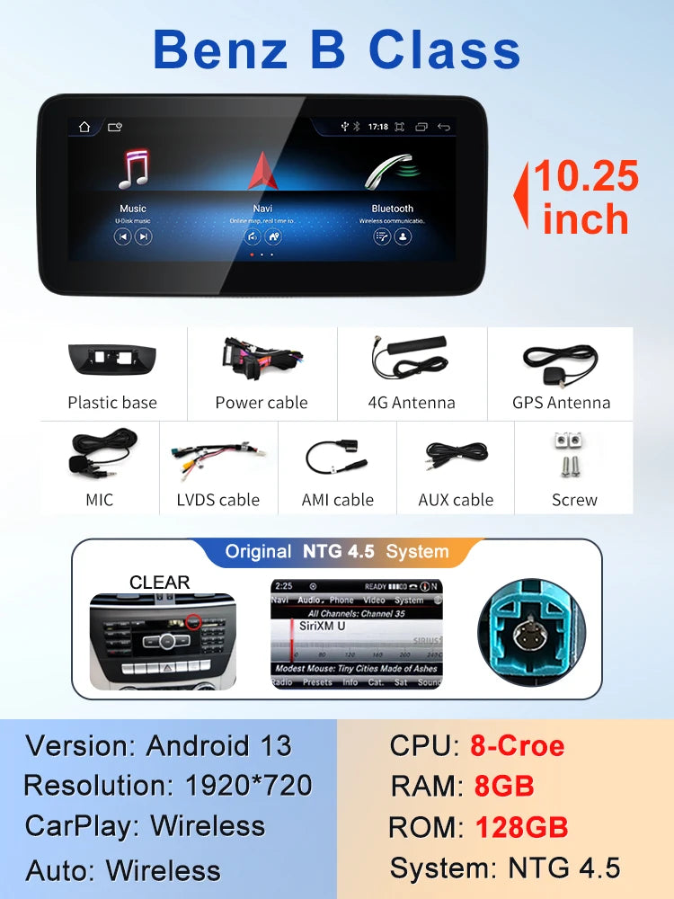 Android screen 10.25" 12.3" Mercedes Benz B Class W246
