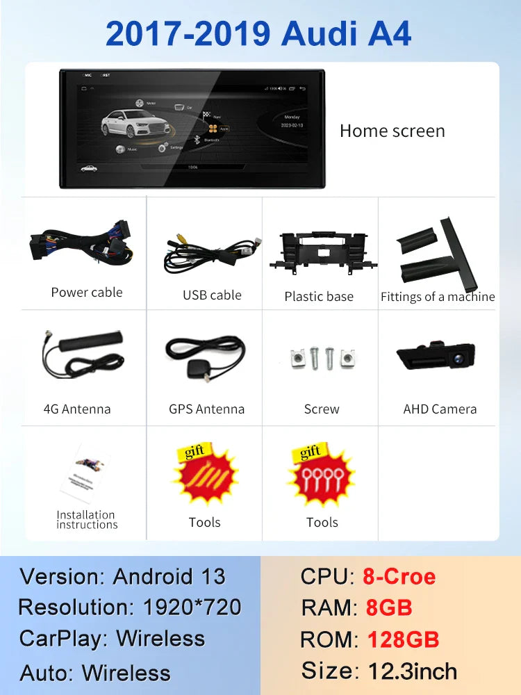 10.25"/12.3" android screen AUDI A4 A5 B9 2017-2019