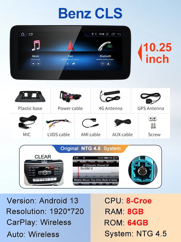 10.25" android screen Mercedes Benz CLS W218 X218