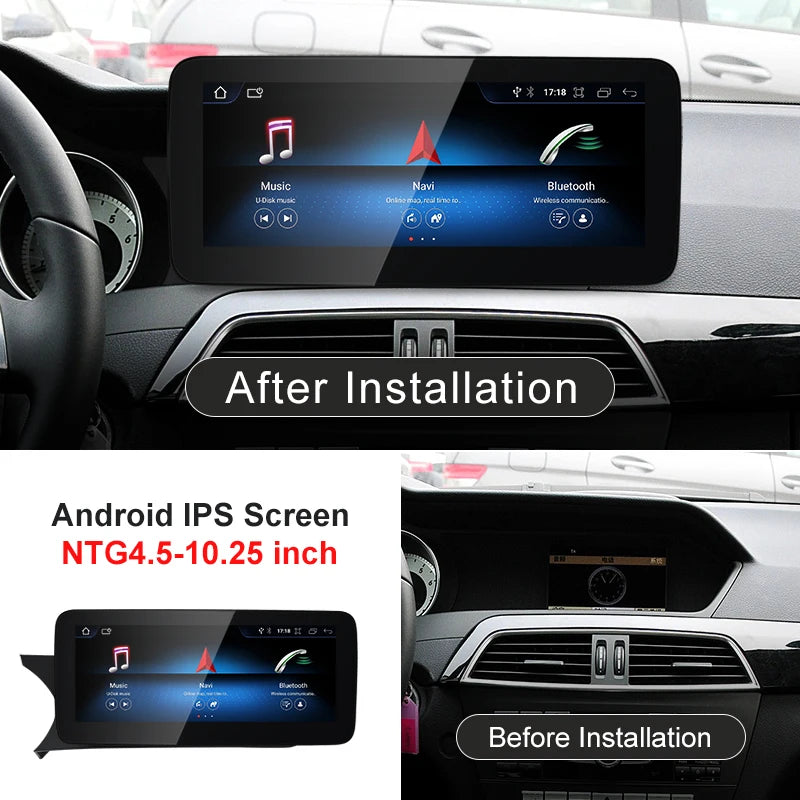 Android screen 10.25" 12.3" Mercedes Benz C Class W204 S204 2011-2015
