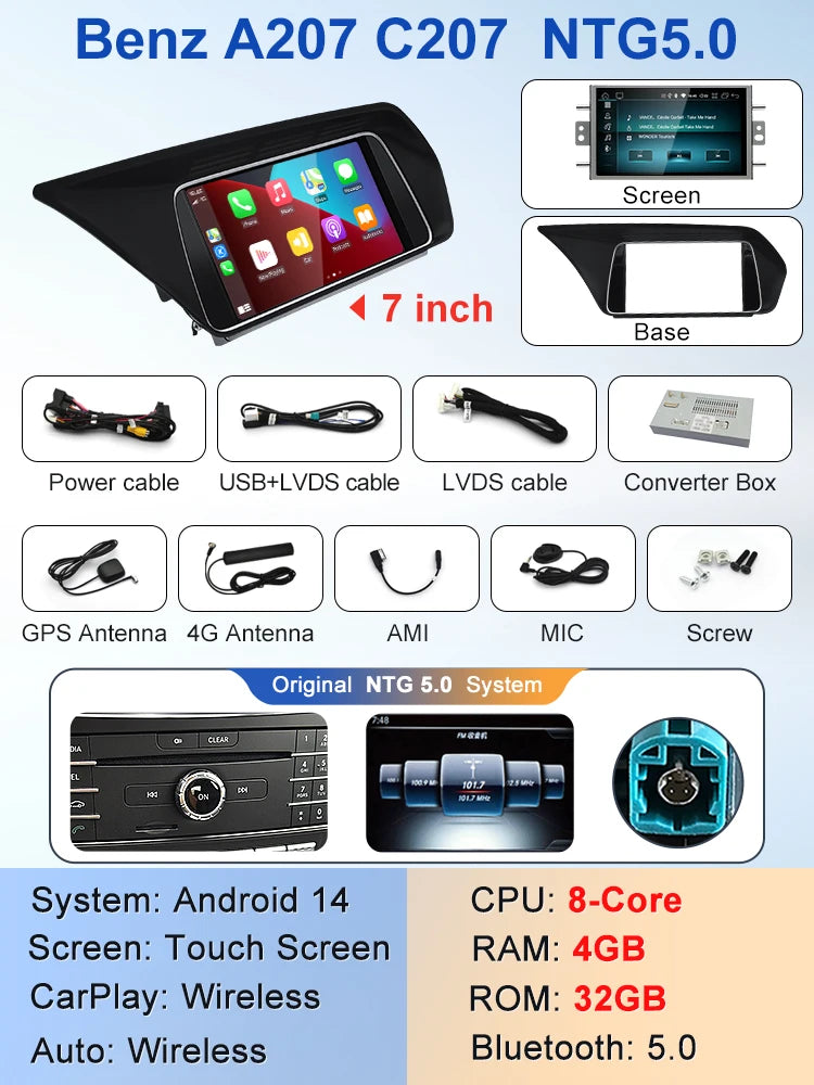 7" Android screen Mercedes Benz E-Class W207 A207