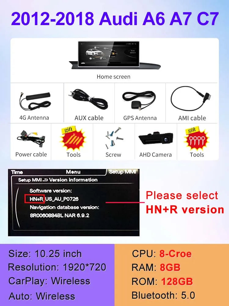 10.25" android screen AUDI A6 A7 C7 2012-2018