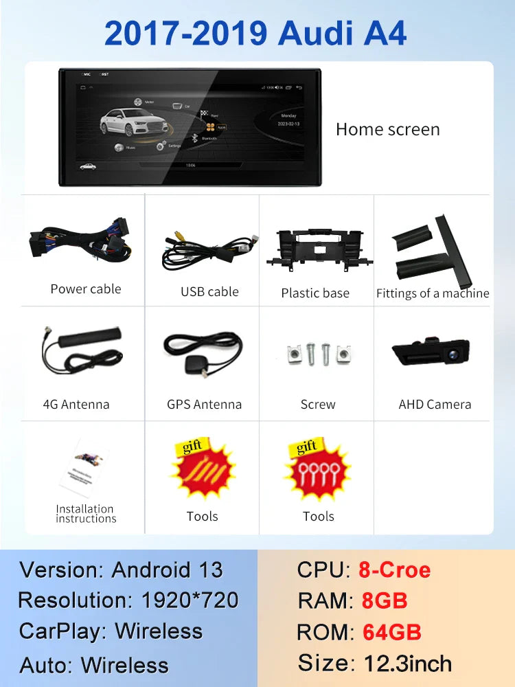 10.25"/12.3" android screen AUDI A4 A5 B9 2017-2019