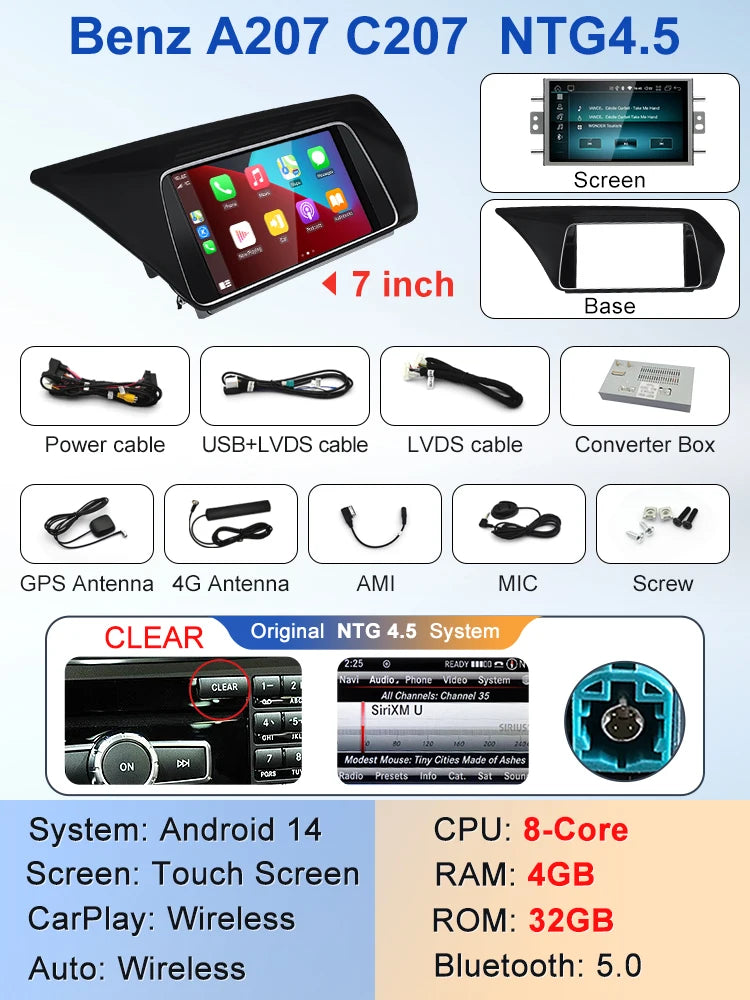 7" Android screen Mercedes Benz E-Class W207 A207