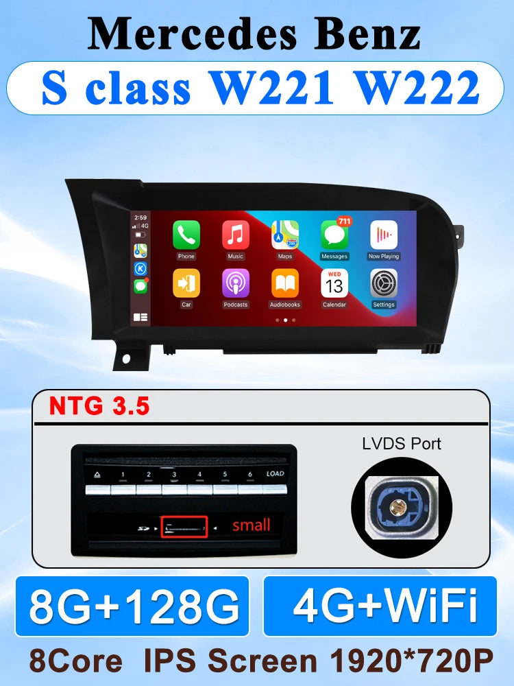 10.25" android screen Mercedes Benz S Class W221