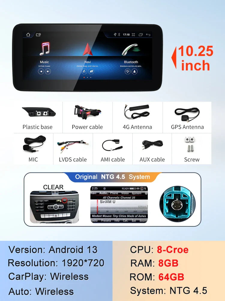 Android screen 10.25" 12.3" Mercedes Benz CLA/GLA/CLASS A W117 W176