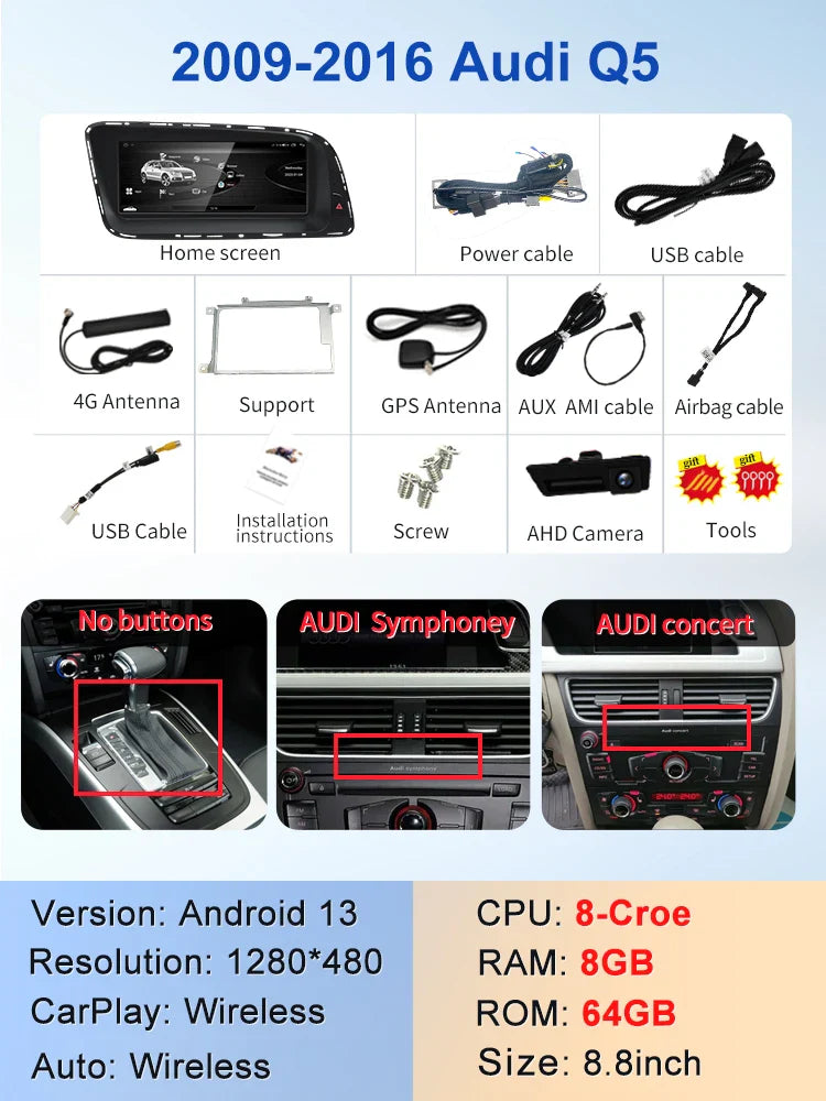 Ecran android 8.8" AUDI Q5 2009-2016