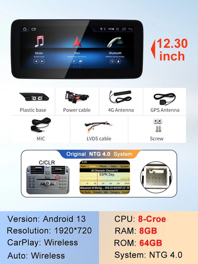 Android screen 10.25" 12.3" Mercedes Benz E Class W212
