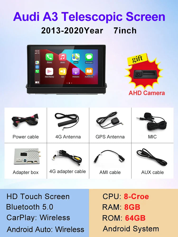 7" android screen AUDI A3 2013-2018