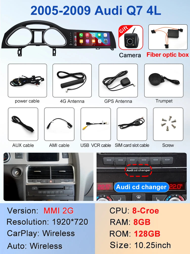 10.25" Android Screen AUDI Q7 2005-2015 (Black Frame)