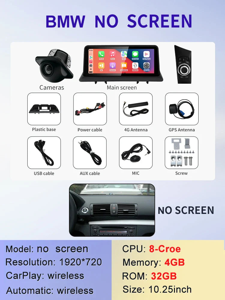 10.25" android screen BMW 1 Series E81 E82 E87 E88