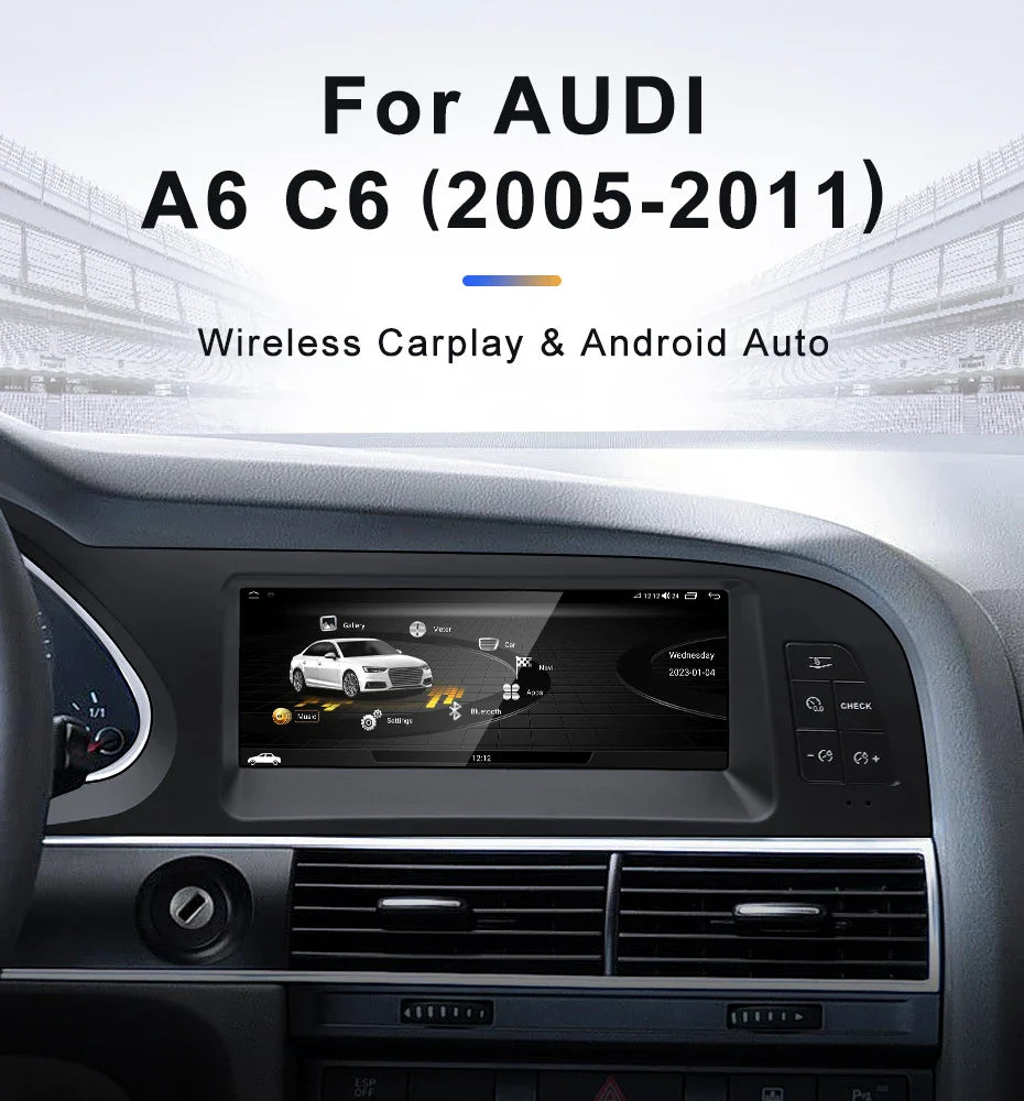 8.8" Android Screen AUDI A6 C6 2005-2011 (Black Frame)