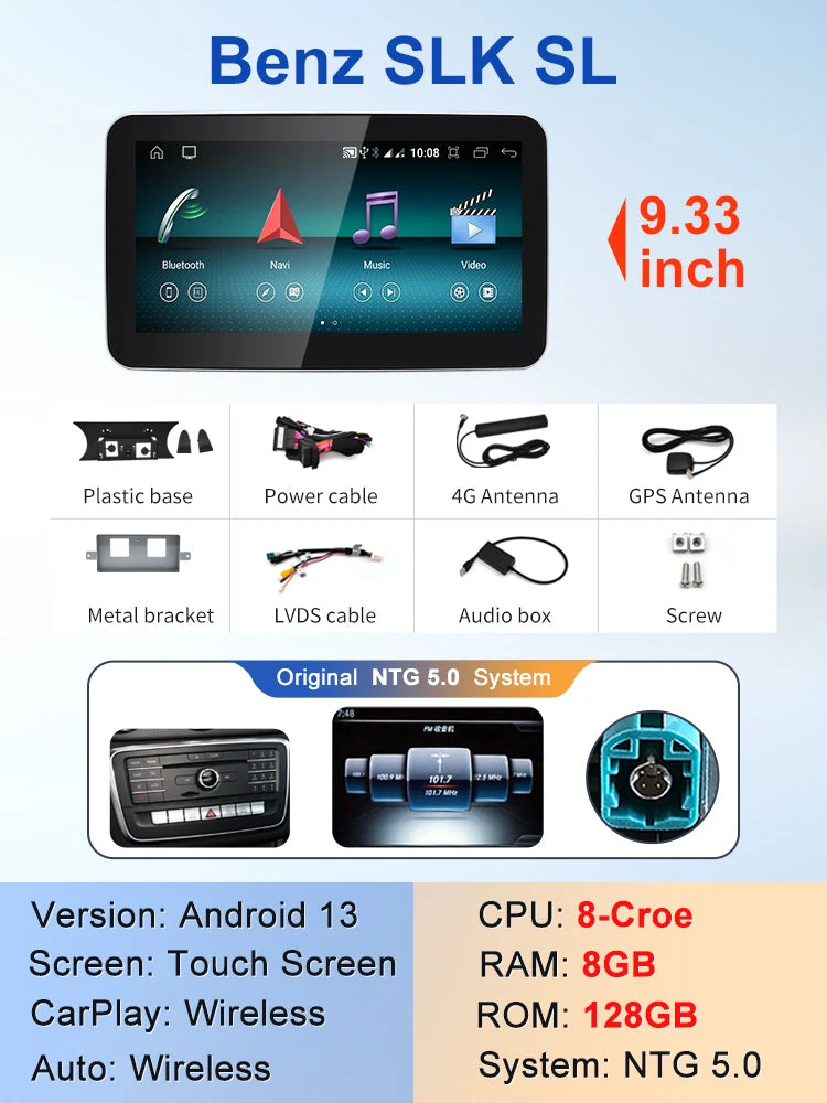 9.33" android screen Mercedes Benz SLK SL R172 R231