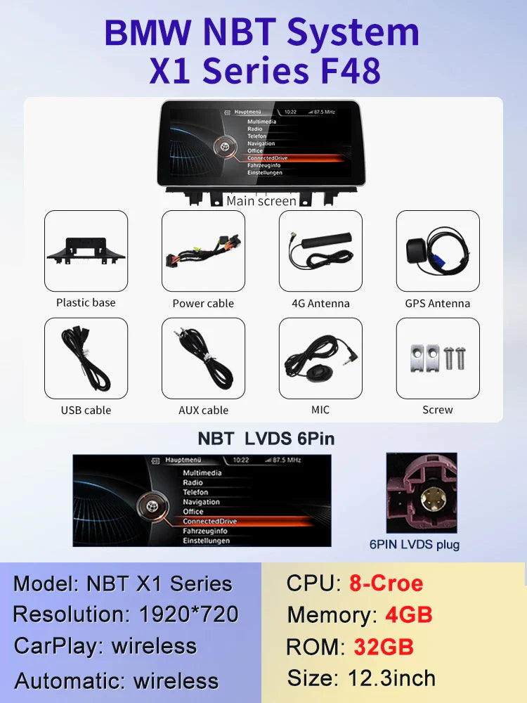 12.3" android screen BMW X1 F48