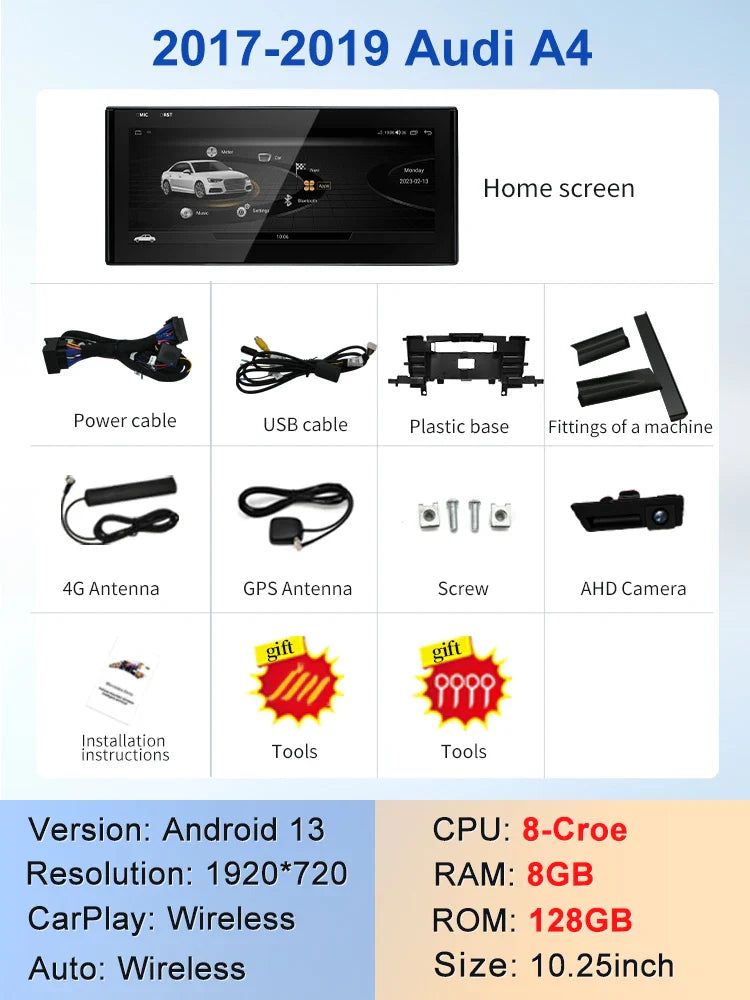 10.25"/12.3" android screen AUDI A4 A5 B9 2017-2019