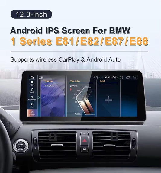 12.3" android screen BMW 1 Series E81 E82 E87 E88