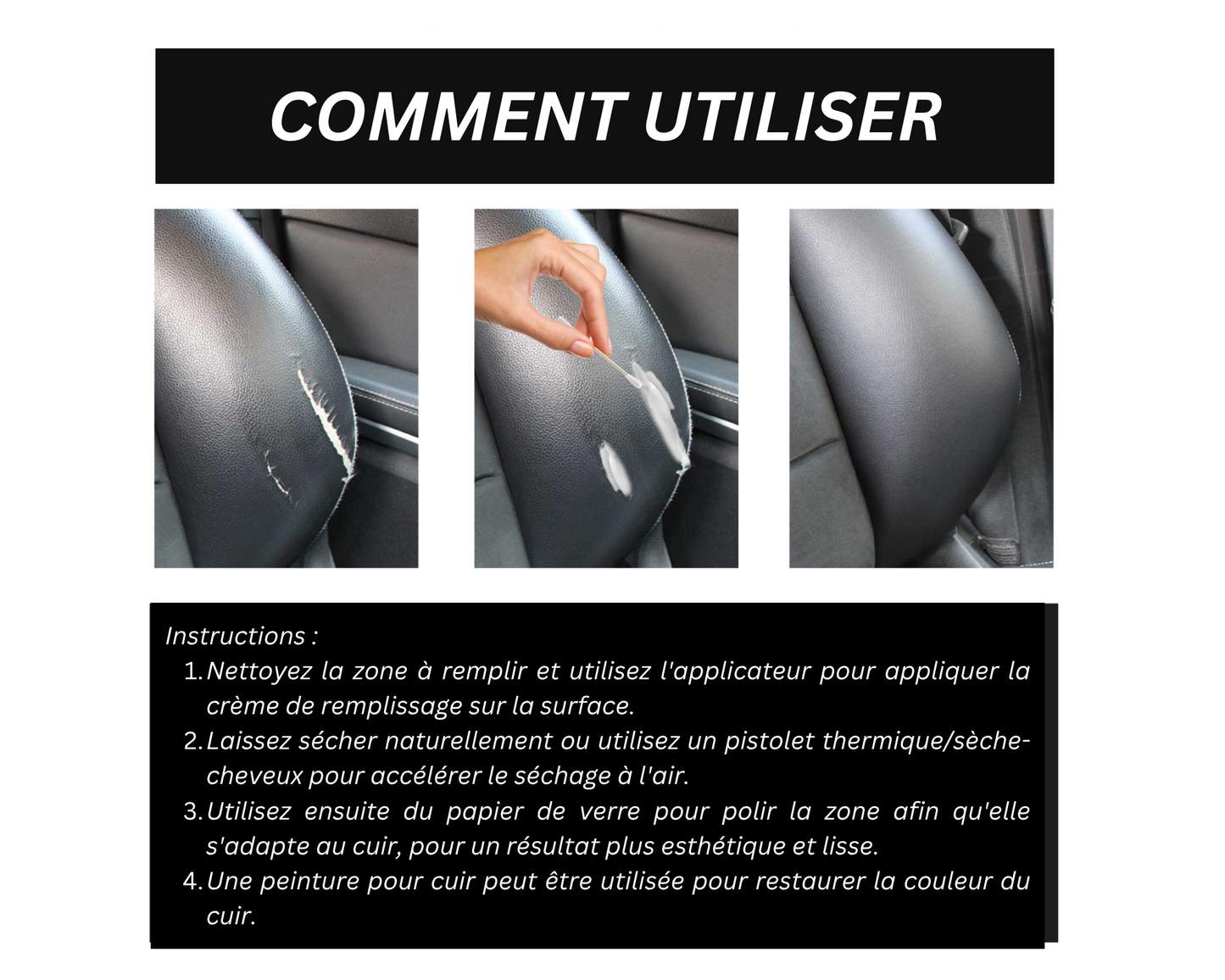 Crème de restauration à peindre pour les larmes, les fissures, les brûlures et les trous